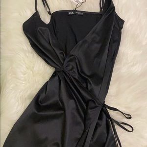 ZARA- Black wrap around mini dress (S) NWT